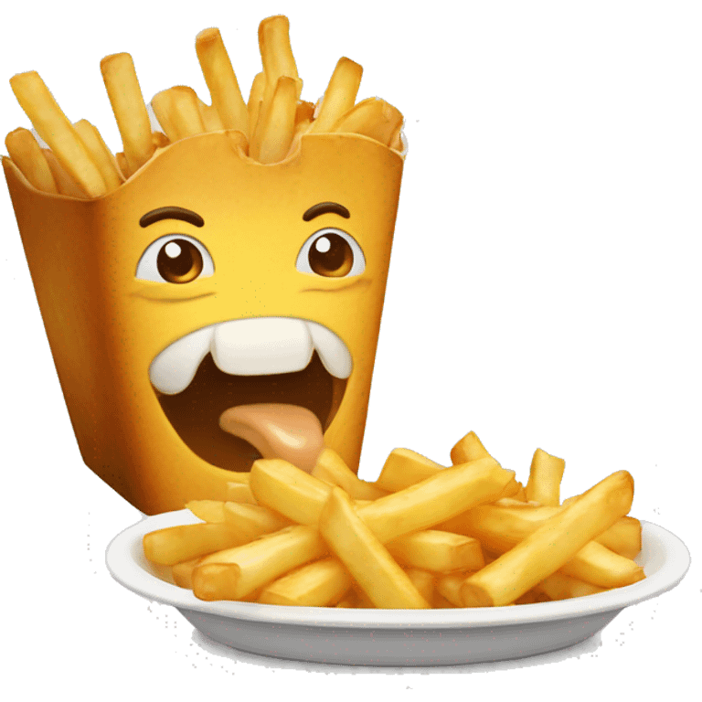 Monsieur qui mange une poutine emoji