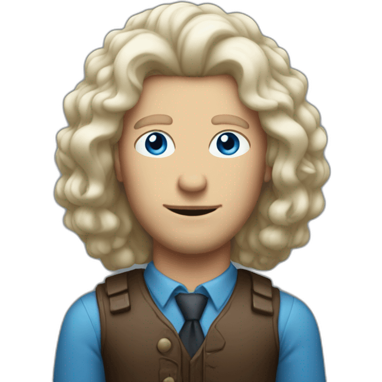 white man with blue eyes and a big brown wig emoji