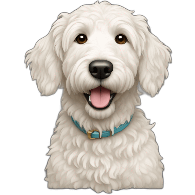 White golden doodle dog emoji