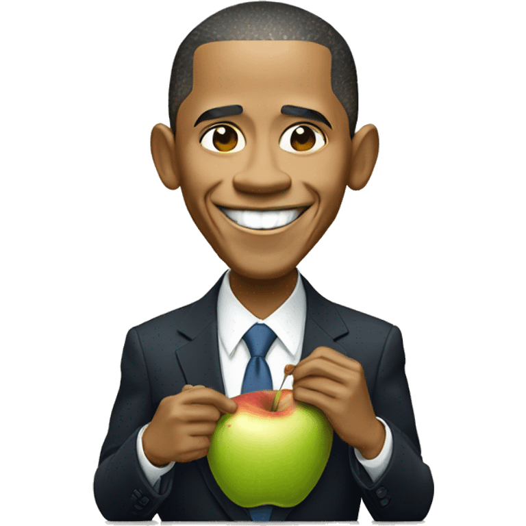 barack obama eating apple emoji