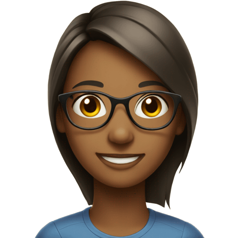 smiling girl with glasses indoors emoji