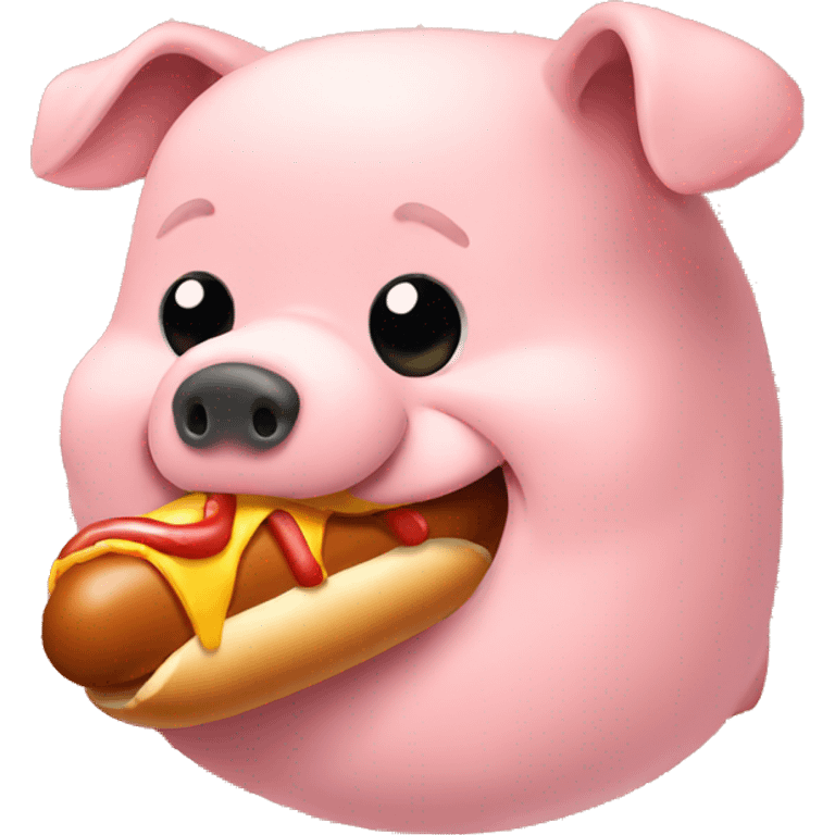 fat pig eating hot dog emoji