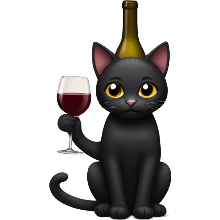 Black cat with wine emoji