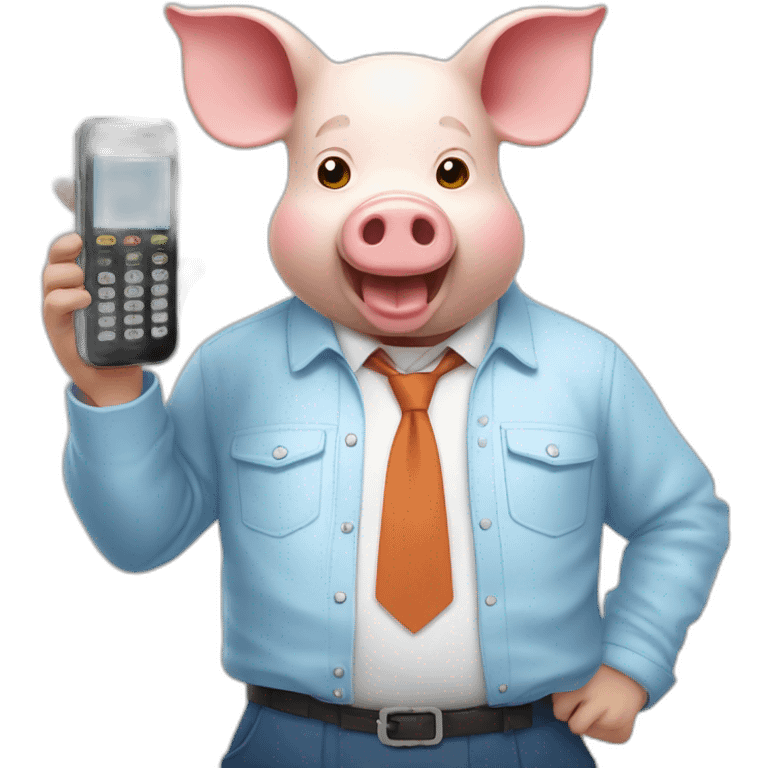 un cochon qui joue au telephone emoji