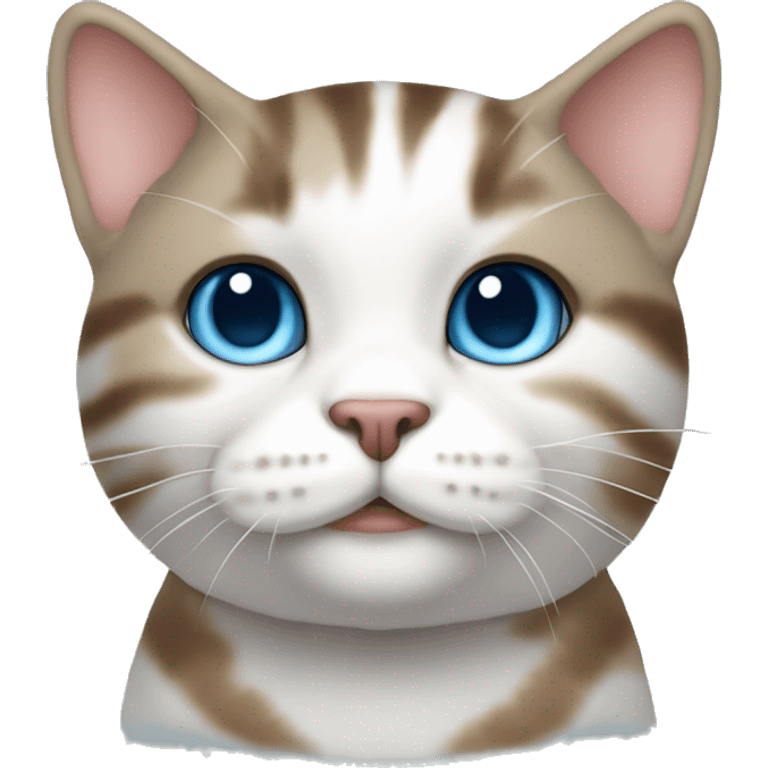 chubby brown white tabby blue-eyed standing emoji