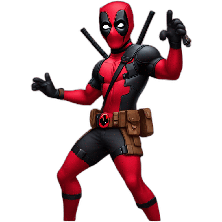 Deadpool dressed like a classic dancer emoji