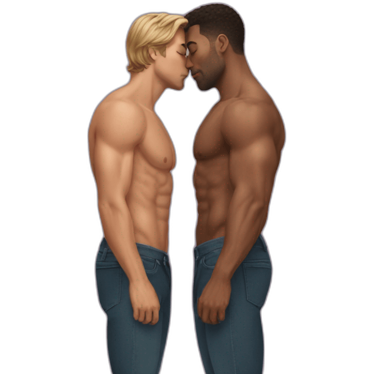 fit men kissing emoji