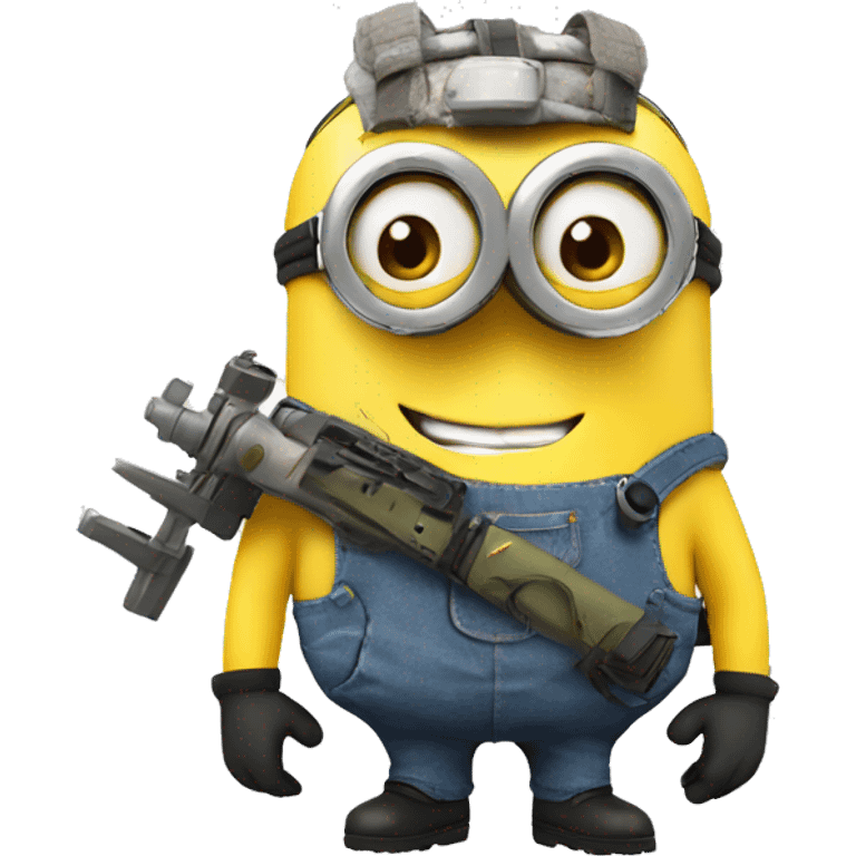 A Minion in survival gear with an exploding airplane in the background  emoji