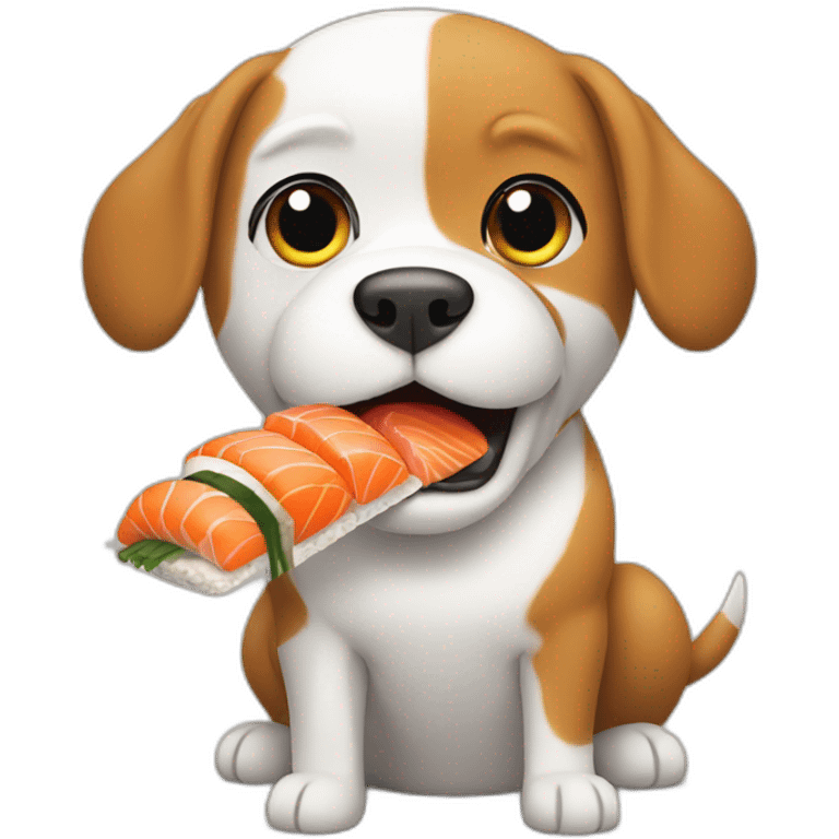 Dog eats sushi emoji