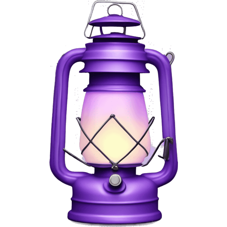 Realistic camping pastel purple lit camping lantern lisolated. emoji