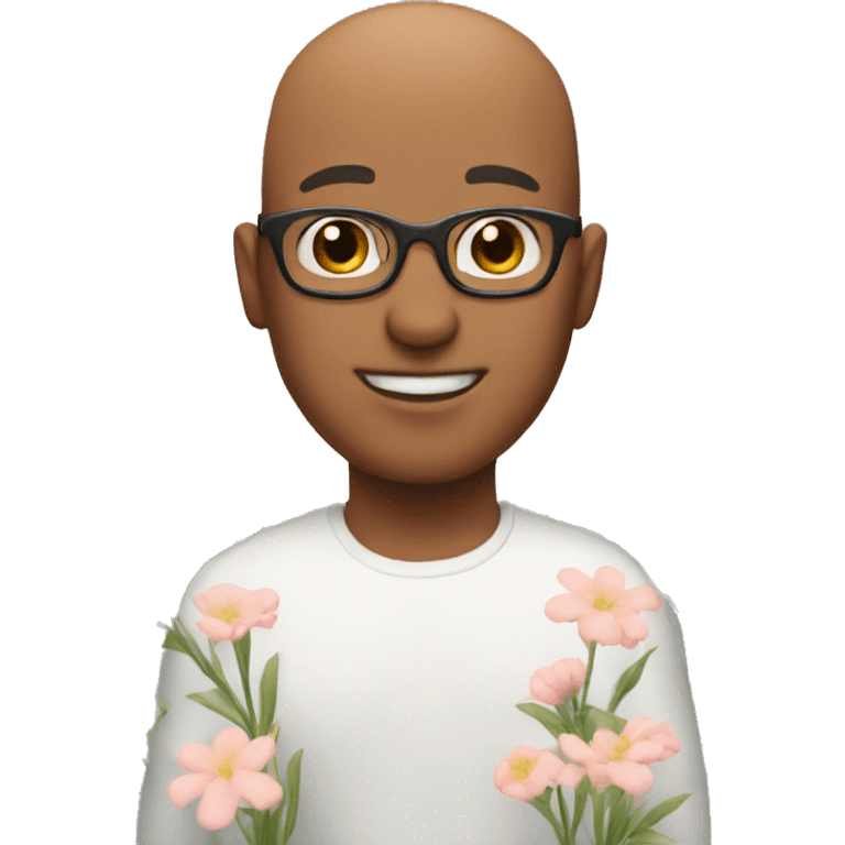 Bald guy with flowers emoji