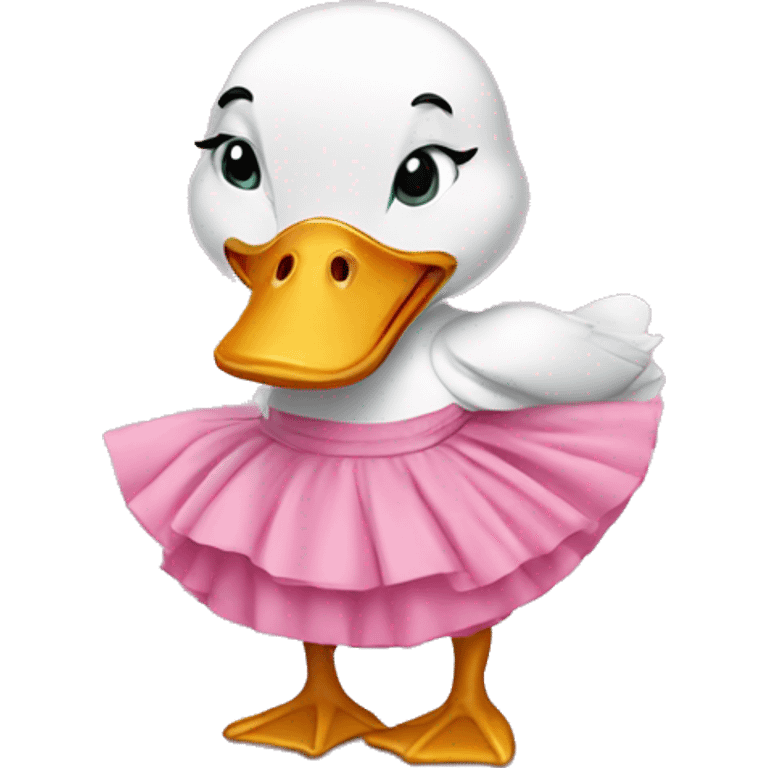 duck wearing a pink skirt emoji