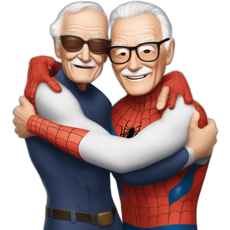 Spider-Man hug with Stan Lee emoji