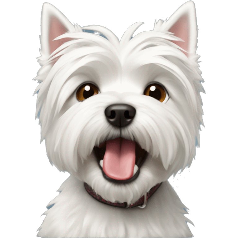 A west highland terrier with tongue sticking out emoji