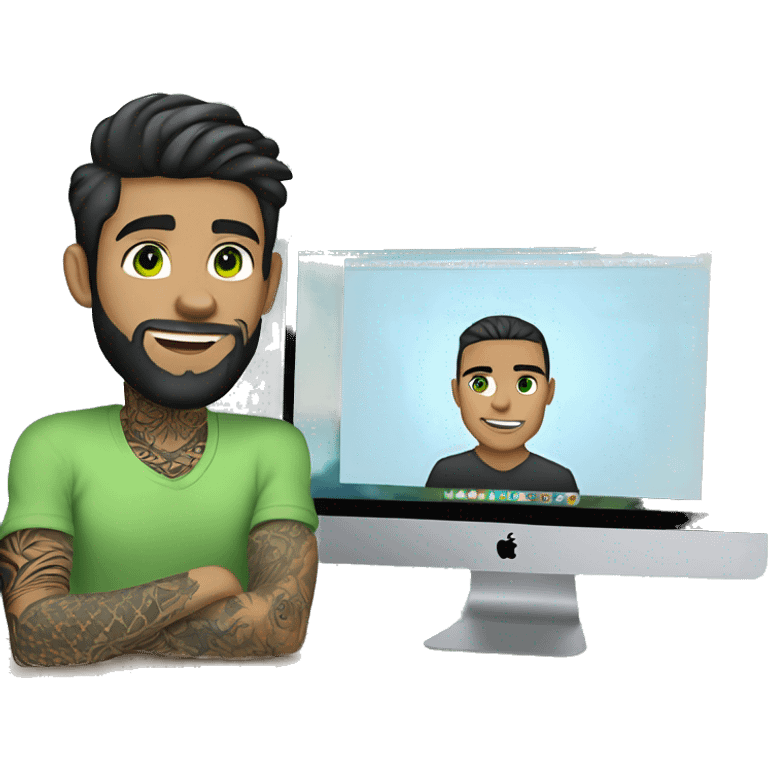 male, light skin, dark short hair, green eyes, beard and arm tattoos works on macbook male, light skin, dark short hair, green eyes, beard and arm tattoos works on macbook emoji