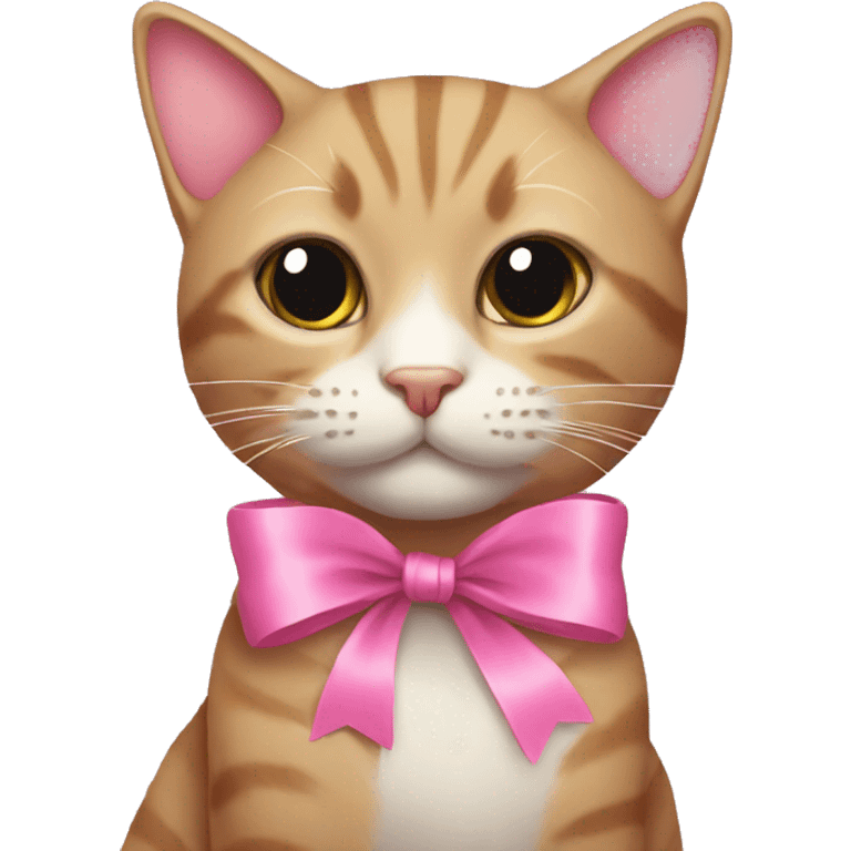 Cat with pink ribbon emoji