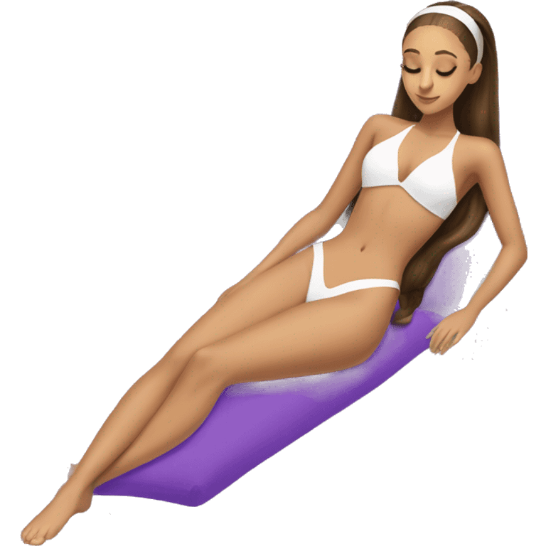 laying down full body Ariana Grande sleeping one piece swim suiting emoji