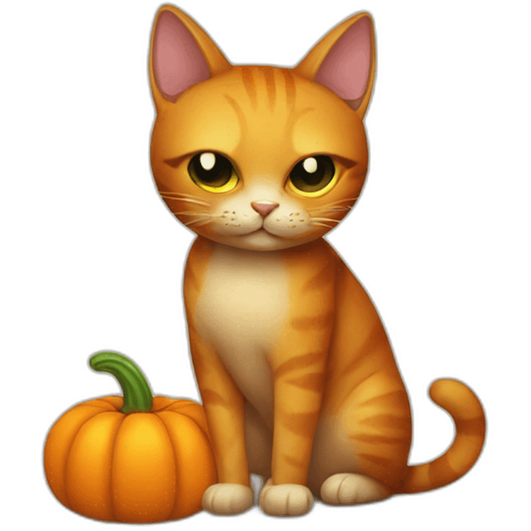 cat with a pumpkin head emoji