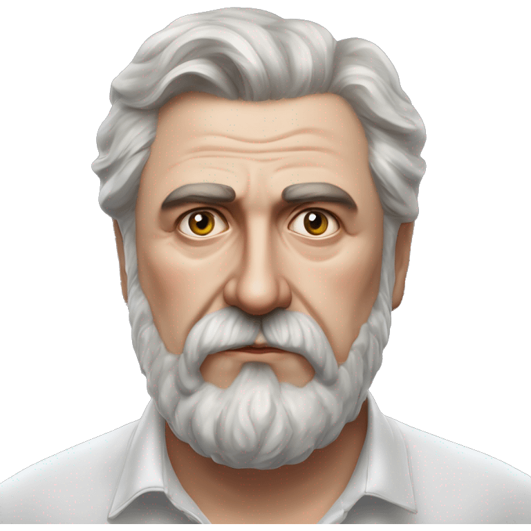 Russian writer Alexander Kuprin Photorealism A plump serious man of Slavic appearance with Small eyes with beard and mustache, with a  short haircut, big detailed face, wrinkled face emoji