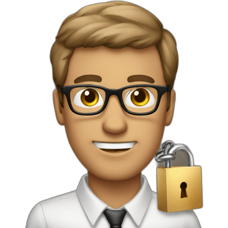 brown-short-haired classy man wearing glasses struggling to fit a key into a lock emoji