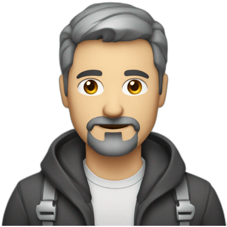 middle aged web developer short dark graying hair goatee emoji