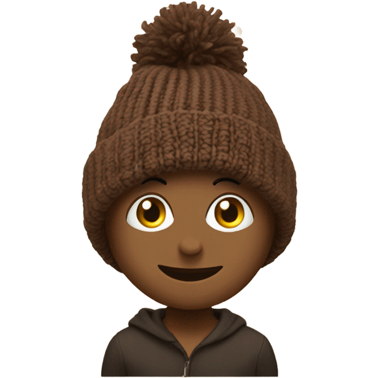 Oversized beanie with Pom Pom brown  emoji