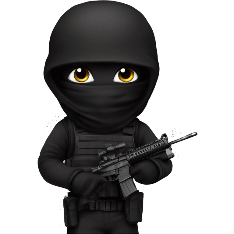 Special forces with black tactical gear and a black balaclava and blc emoji