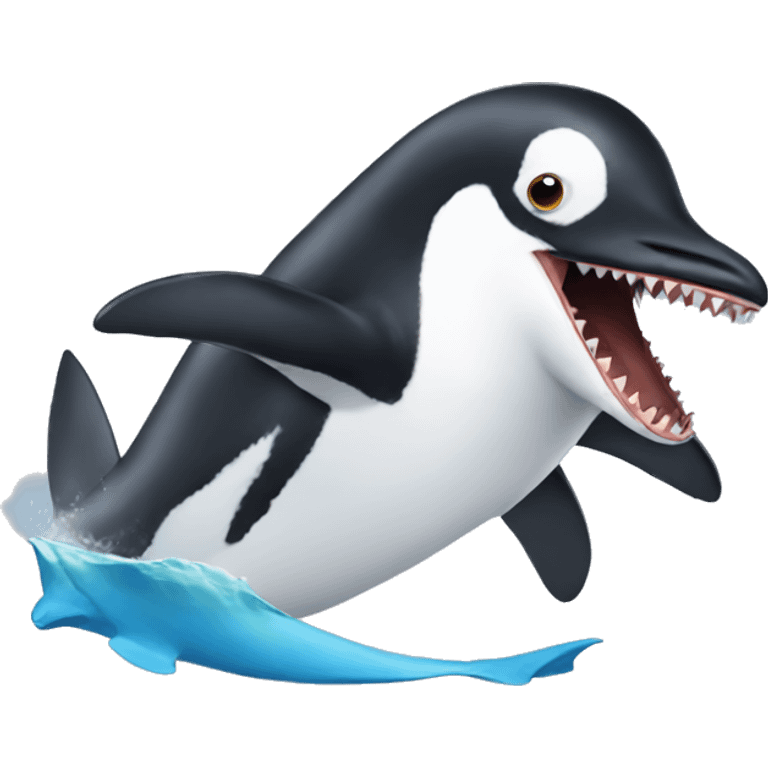 Penguin riding a shark emoji