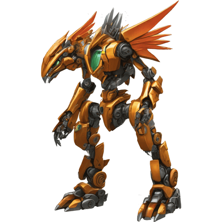 futuristic mechanical spiky Medabot-raptor-dragon-Bionicle-mecha full body emoji