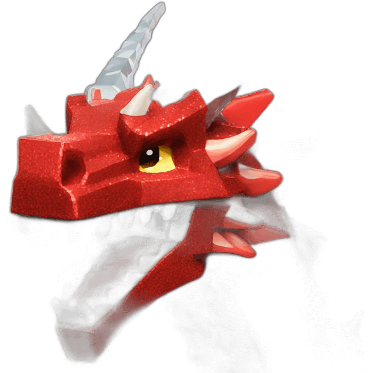 Minecraft Glitter red Dragon Head With Diamond Horn emoji