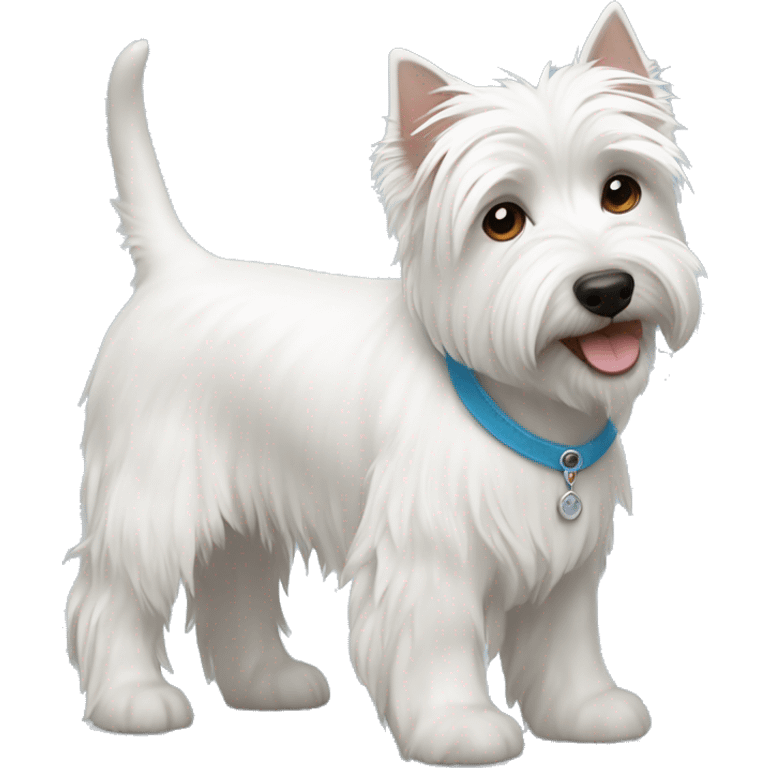 westie dog with a brown haired blue eyed girl emoji