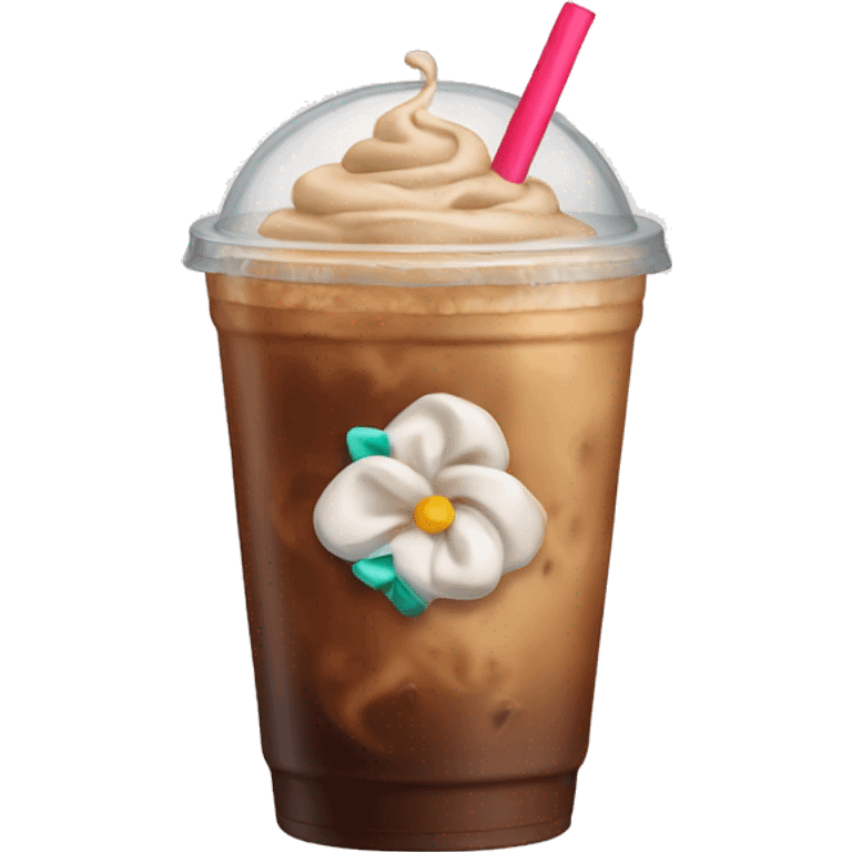 Iced coffee with coquette bow emoji