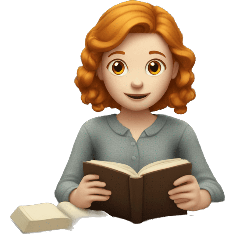 Ginger girl reading book emoji