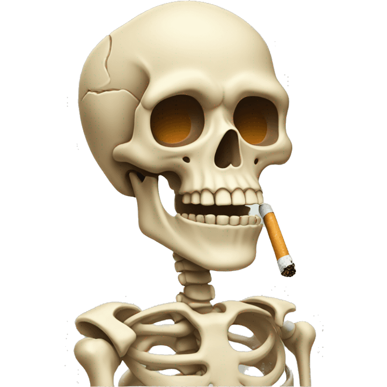 beige skeleton with a cigarette in his mouth emoji