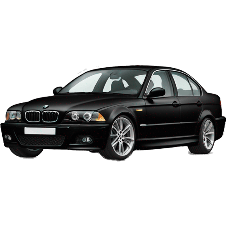 A black BMW e46 sedan facelift from the side emoji