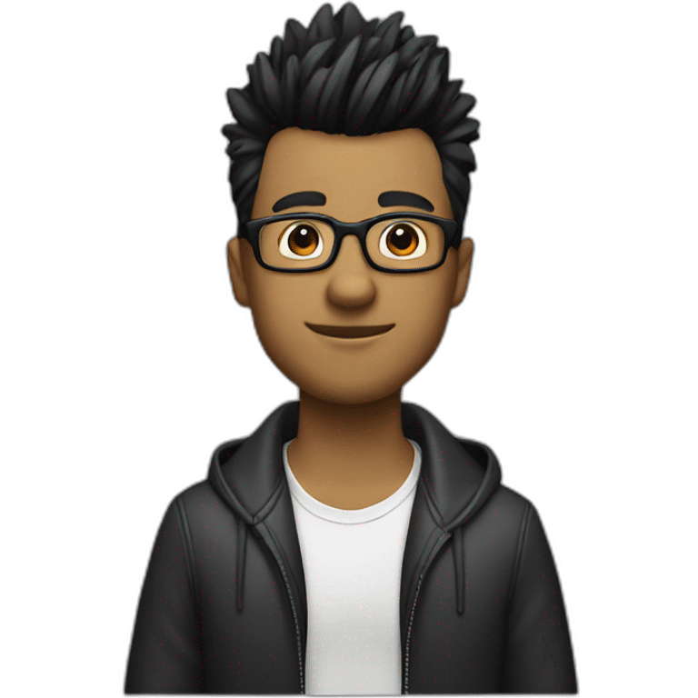 a guy with glasses,black Fauxhawk hairstyle emoji