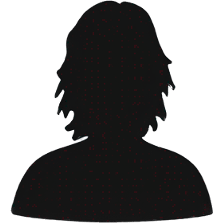 silhouette of a man sitting with long hair looking at us emoji