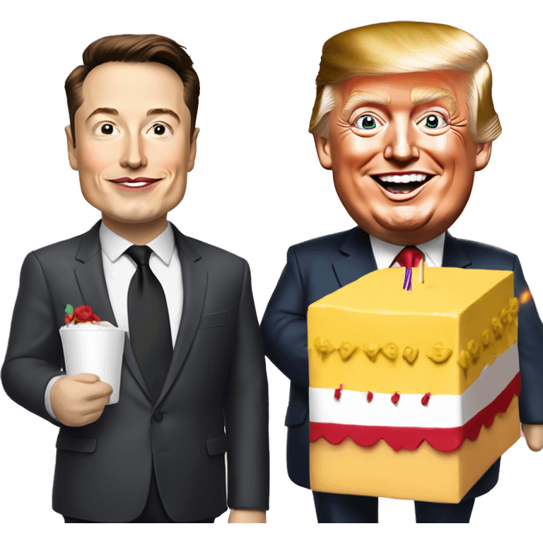 Elon Musk and Donald Trump with happy birthday banner emoji