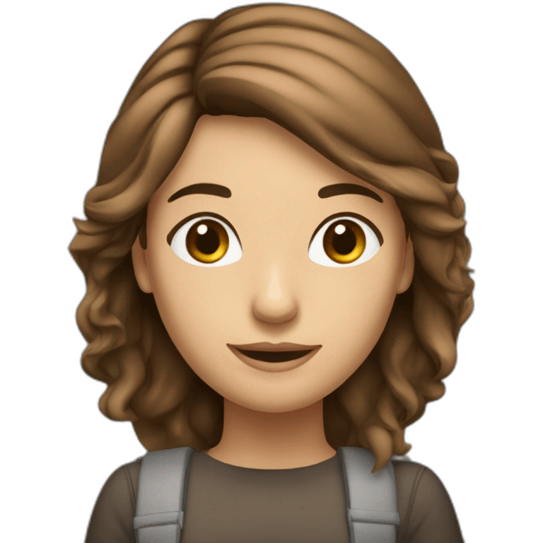 mulher branca com cabelo castanho escuro liso grande estudante de administração emoji