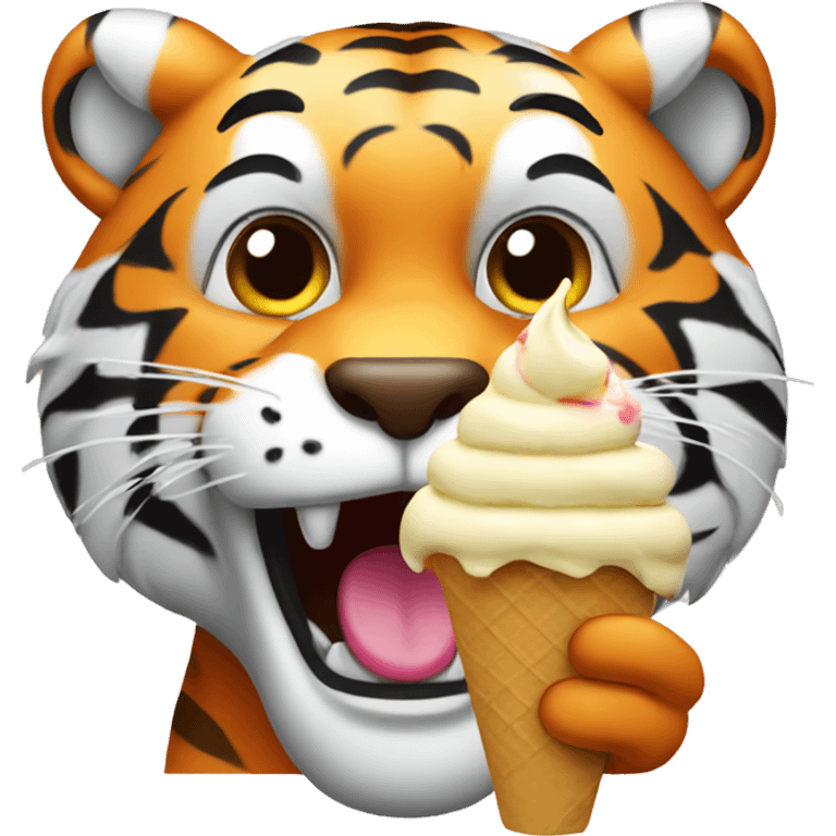 Tiger eating ice cream emoji