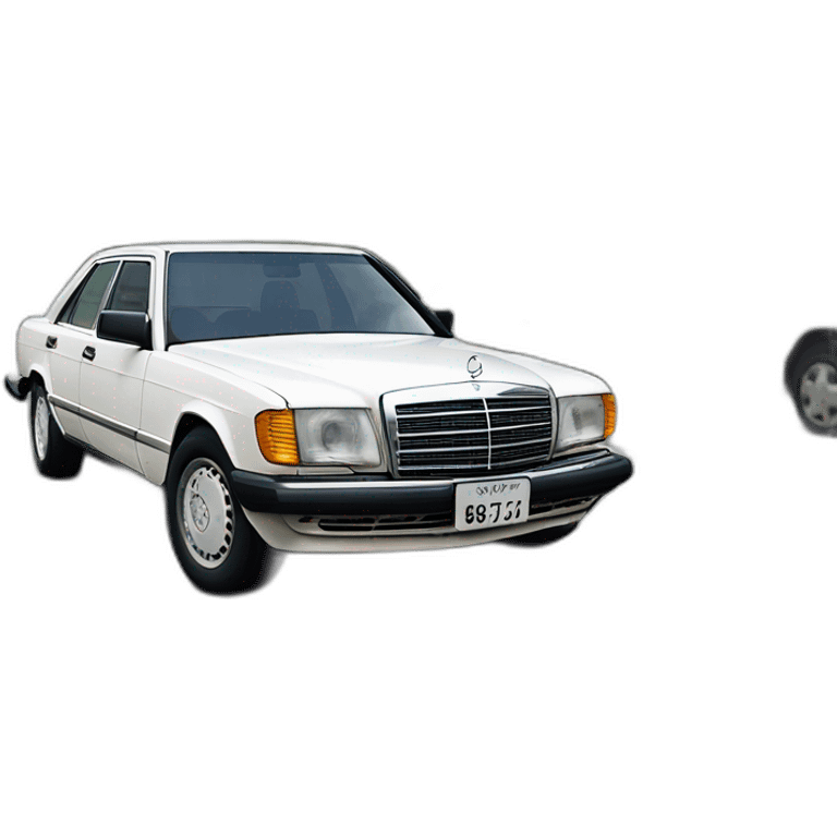 A Mercedes w126 white in Tokyo emoji