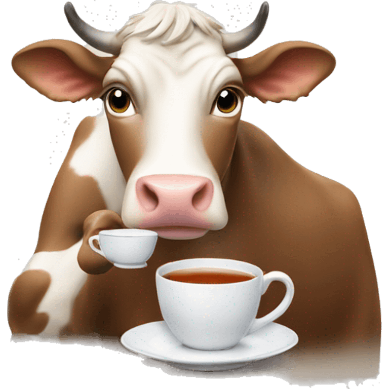 Cow drinking tea  emoji