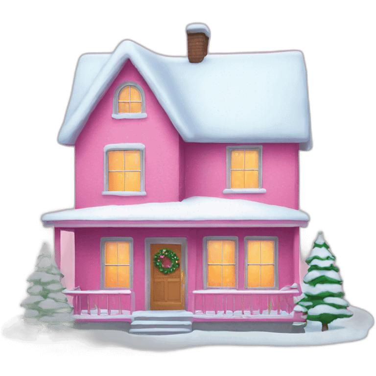 New Year's house decorated pink\ emoji