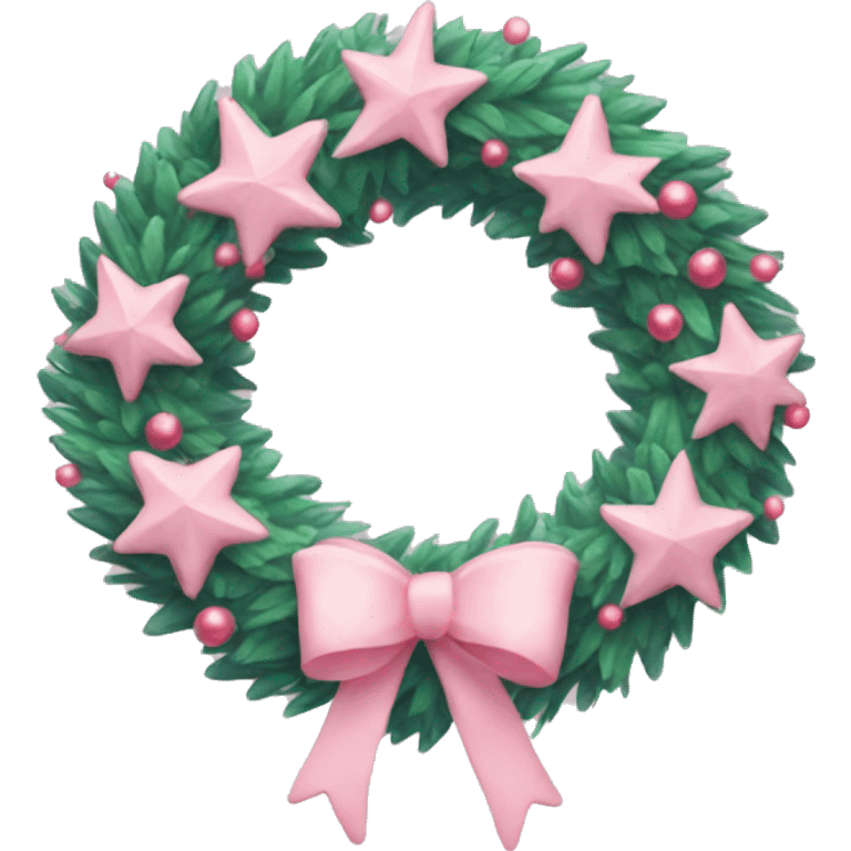 Pastel pink Christmas wreath emoji