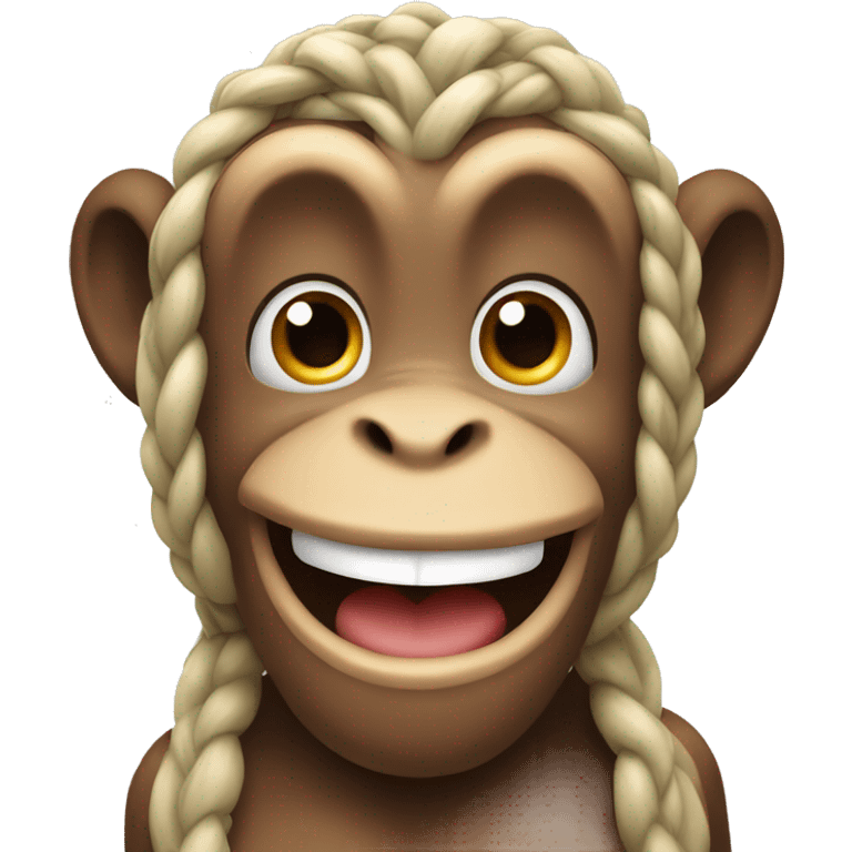 Monkey smile with braid emoji