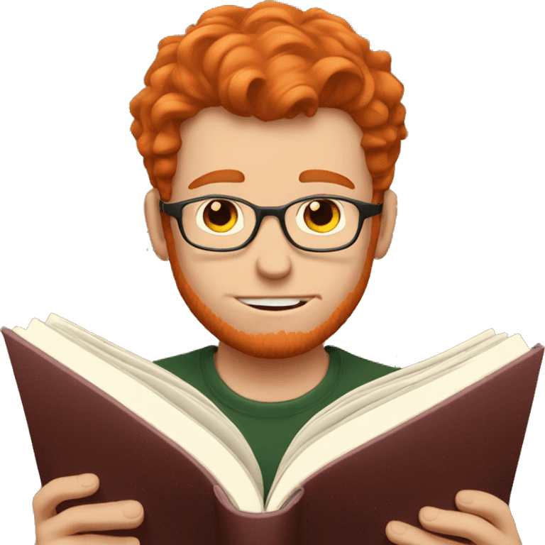 Red headed gay guy reading a book emoji