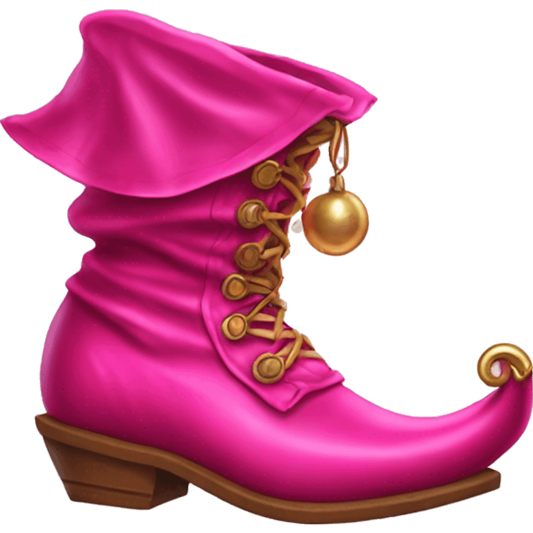 Realistic isolated hot pink elf boots with bells. emoji