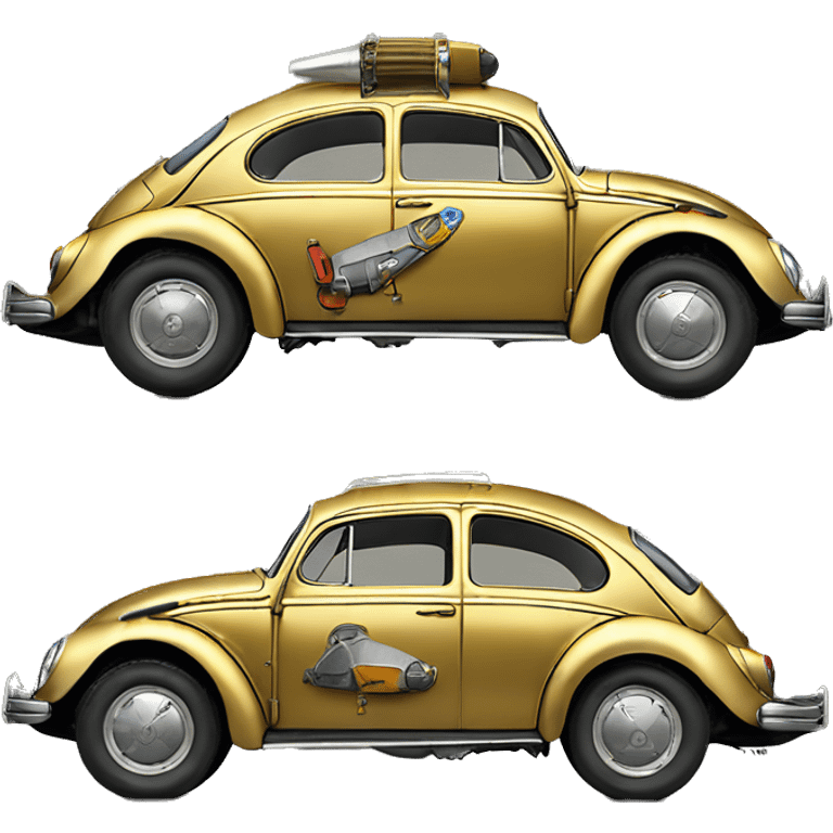 Side view 1956 C-3PO Volkswagen bug fresh from space dirty  emoji