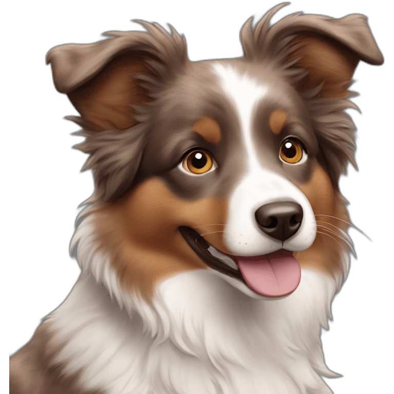 happy puppy brown mini australian shepherd emoji