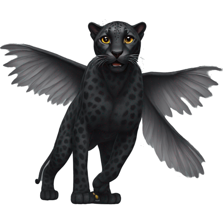 realistic winged black leopard emoji